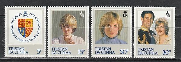 Тристан де Кунья 1982, 21 год Диане, 4 марки